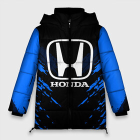 Женская зимняя куртка 3D с принтом HONDA SPORT COLLECTION в Екатеринбурге, верх — 100% полиэстер; подкладка — 100% полиэстер; утеплитель — 100% полиэстер | длина ниже бедра, силуэт Оверсайз. Есть воротник-стойка, отстегивающийся капюшон и ветрозащитная планка. 

Боковые карманы с листочкой на кнопках и внутренний карман на молнии | Тематика изображения на принте: auto | automobile | car | honda | machine | motor | motor car | sport car | автомашина | бренд | легковой автомобиль | марка | спортивный автомобиль | тачка | хонда