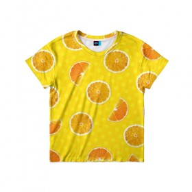 Детская футболка 3D с принтом Апельсиновое настроение в Екатеринбурге, 100% гипоаллергенный полиэфир | прямой крой, круглый вырез горловины, длина до линии бедер, чуть спущенное плечо, ткань немного тянется | апельсин