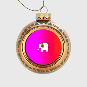 Стеклянный ёлочный шар с принтом Радужный слоник в Екатеринбурге, Стекло | Диаметр: 80 мм | детские | животные | слон | слоник | слоны