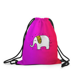 Рюкзак-мешок 3D с принтом Радужный слоник в Екатеринбурге, 100% полиэстер | плотность ткани — 200 г/м2, размер — 35 х 45 см; лямки — толстые шнурки, застежка на шнуровке, без карманов и подкладки | детские | животные | слон | слоник | слоны