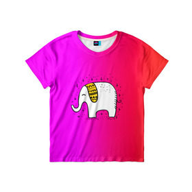 Детская футболка 3D с принтом Радужный слоник в Екатеринбурге, 100% гипоаллергенный полиэфир | прямой крой, круглый вырез горловины, длина до линии бедер, чуть спущенное плечо, ткань немного тянется | детские | животные | слон | слоник | слоны