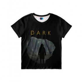 Детская футболка 3D с принтом dark_3 в Екатеринбурге, 100% гипоаллергенный полиэфир | прямой крой, круглый вырез горловины, длина до линии бедер, чуть спущенное плечо, ткань немного тянется | dark | netflix | тьма