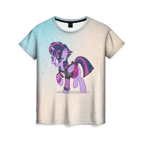 Женская футболка 3D с принтом My Little Pony в Екатеринбурге, 100% полиэфир ( синтетическое хлопкоподобное полотно) | прямой крой, круглый вырез горловины, длина до линии бедер | мой маленький пони | мультфильм
