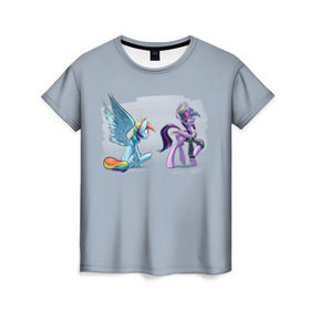 Женская футболка 3D с принтом My Little Pony в Екатеринбурге, 100% полиэфир ( синтетическое хлопкоподобное полотно) | прямой крой, круглый вырез горловины, длина до линии бедер | 