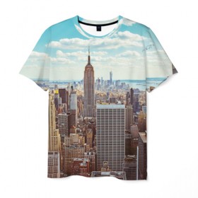 Мужская футболка 3D с принтом Столица мира (Нью-Йорк) в Екатеринбурге, 100% полиэфир | прямой крой, круглый вырез горловины, длина до линии бедер | america | new york | usa | америка | каменные джунгли | нью йорк | сша