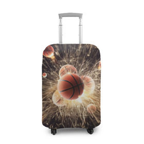Чехол для чемодана 3D с принтом Звезда баскетбола в Екатеринбурге, 86% полиэфир, 14% спандекс | двустороннее нанесение принта, прорези для ручек и колес | basketball | nba | баскетбол | искры | мячи | нба