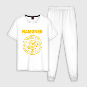 Мужская пижама хлопок с принтом Ramones в Екатеринбурге, 100% хлопок | брюки и футболка прямого кроя, без карманов, на брюках мягкая резинка на поясе и по низу штанин
 | punk | punkrock | панк