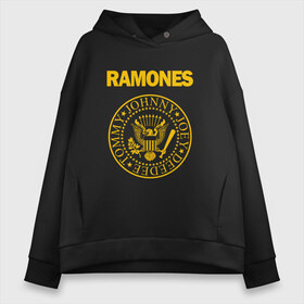 Женское худи Oversize хлопок с принтом Ramones в Екатеринбурге, френч-терри — 70% хлопок, 30% полиэстер. Мягкий теплый начес внутри —100% хлопок | боковые карманы, эластичные манжеты и нижняя кромка, капюшон на магнитной кнопке | punk | punkrock | панк