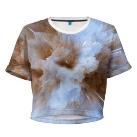 Женская футболка Cropp-top с принтом Кристализация в Екатеринбурге, 100% полиэстер | круглая горловина, длина футболки до линии талии, рукава с отворотами | 