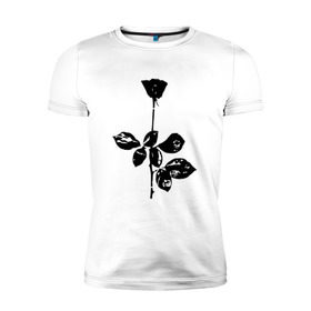Мужская футболка премиум с принтом Depeche Mode черная роза в Екатеринбурге, 92% хлопок, 8% лайкра | приталенный силуэт, круглый вырез ворота, длина до линии бедра, короткий рукав | depeche mode | вестник моды | депеш мод | депешмод | дэйв гаан | мартин гор | роза | энди флетчер