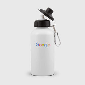 Бутылка спортивная с принтом Google в Екатеринбурге, металл | емкость — 500 мл, в комплекте две пластиковые крышки и карабин для крепления | google