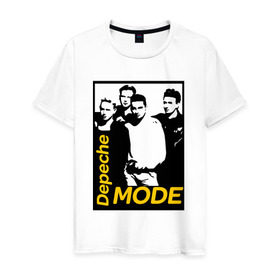 Мужская футболка хлопок с принтом Группа Depeche Mode в Екатеринбурге, 100% хлопок | прямой крой, круглый вырез горловины, длина до линии бедер, слегка спущенное плечо. | depeche mode | альтернативный | вестник моды | депеш мод | депешмод | дэйв гаан | индастриал | мартин гор | музыка | новая волна | роза | рок | синти поп | электроник | энди флетчер