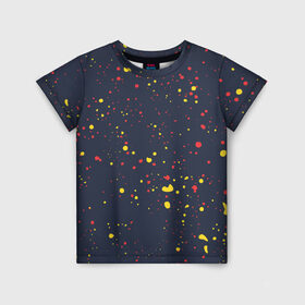Детская футболка 3D с принтом Всплеск в Екатеринбурге, 100% гипоаллергенный полиэфир | прямой крой, круглый вырез горловины, длина до линии бедер, чуть спущенное плечо, ткань немного тянется | брызганье | брызги | всплеск | капельки | капля | краски | красочное | плеск | пятно | текстура
