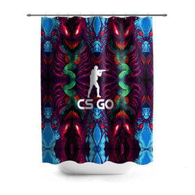 Штора 3D для ванной с принтом CS GO hyper beast collection в Екатеринбурге, 100% полиэстер | плотность материала — 100 г/м2. Стандартный размер — 146 см х 180 см. По верхнему краю — пластиковые люверсы для креплений. В комплекте 10 пластиковых колец | скоростной зверь