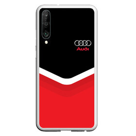 Чехол для Honor P30 с принтом Audi Black & Red в Екатеринбурге, Силикон | Область печати: задняя сторона чехла, без боковых панелей | Тематика изображения на принте: audi | ауди | кольца | красный | машина | черный