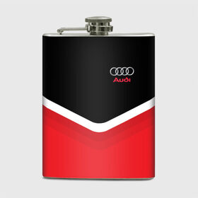 Фляга с принтом Audi Black & Red в Екатеринбурге, металлический корпус | емкость 0,22 л, размер 125 х 94 мм. Виниловая наклейка запечатывается полностью | audi | ауди | кольца | красный | машина | черный