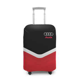 Чехол для чемодана 3D с принтом Audi Black & Red в Екатеринбурге, 86% полиэфир, 14% спандекс | двустороннее нанесение принта, прорези для ручек и колес | audi | ауди | кольца | красный | машина | черный