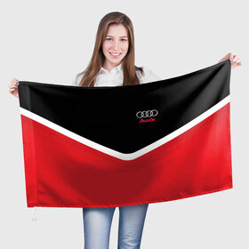 Флаг 3D с принтом Audi Black & Red в Екатеринбурге, 100% полиэстер | плотность ткани — 95 г/м2, размер — 67 х 109 см. Принт наносится с одной стороны | audi | ауди | кольца | красный | машина | черный