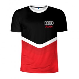 Мужская футболка 3D спортивная с принтом Audi Black & Red в Екатеринбурге, 100% полиэстер с улучшенными характеристиками | приталенный силуэт, круглая горловина, широкие плечи, сужается к линии бедра | audi | ауди | кольца | красный | машина | черный