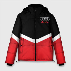 Мужская зимняя куртка 3D с принтом Audi Black & Red в Екатеринбурге, верх — 100% полиэстер; подкладка — 100% полиэстер; утеплитель — 100% полиэстер | длина ниже бедра, свободный силуэт Оверсайз. Есть воротник-стойка, отстегивающийся капюшон и ветрозащитная планка. 

Боковые карманы с листочкой на кнопках и внутренний карман на молнии. | audi | ауди | кольца | красный | машина | черный