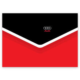 Поздравительная открытка с принтом Audi Black & Red в Екатеринбурге, 100% бумага | плотность бумаги 280 г/м2, матовая, на обратной стороне линовка и место для марки
 | Тематика изображения на принте: audi | ауди | кольца | красный | машина | черный
