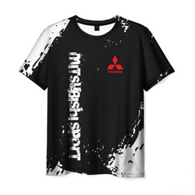 Мужская футболка 3D с принтом MITSUBISHI SPORT в Екатеринбурге, 100% полиэфир | прямой крой, круглый вырез горловины, длина до линии бедер | mitsubishi | sport | митсубиси | митсубиши | спорт