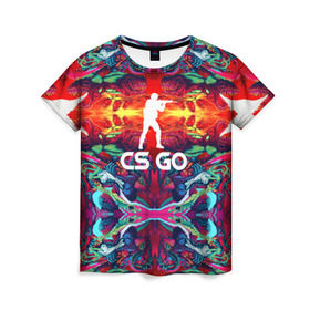 Женская футболка 3D с принтом Скоростной зверь CS GO в Екатеринбурге, 100% полиэфир ( синтетическое хлопкоподобное полотно) | прямой крой, круглый вырез горловины, длина до линии бедер | hyper beast | кс го | скоростной зверь