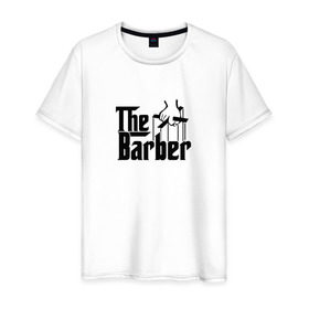 Мужская футболка хлопок с принтом The Barber godfather black в Екатеринбурге, 100% хлопок | прямой крой, круглый вырез горловины, длина до линии бедер, слегка спущенное плечо. | Тематика изображения на принте: 