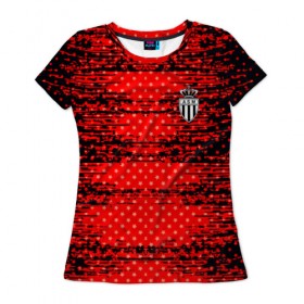Женская футболка 3D с принтом Monaco sport uniform в Екатеринбурге, 100% полиэфир ( синтетическое хлопкоподобное полотно) | прямой крой, круглый вырез горловины, длина до линии бедер | 