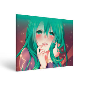 Холст прямоугольный с принтом Miku Ahegao в Екатеринбурге, 100% ПВХ |  | вокалоид | зеленоволосая девушка | мику ахегао | хатсуне мику