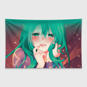 Флаг-баннер с принтом Miku Ahegao в Екатеринбурге, 100% полиэстер | размер 67 х 109 см, плотность ткани — 95 г/м2; по краям флага есть четыре люверса для крепления | вокалоид | зеленоволосая девушка | мику ахегао | хатсуне мику