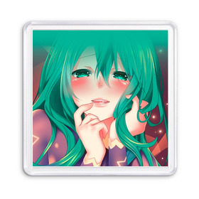 Магнит 55*55 с принтом Miku Ahegao в Екатеринбурге, Пластик | Размер: 65*65 мм; Размер печати: 55*55 мм | Тематика изображения на принте: вокалоид | зеленоволосая девушка | мику ахегао | хатсуне мику