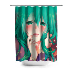 Штора 3D для ванной с принтом Miku Ahegao в Екатеринбурге, 100% полиэстер | плотность материала — 100 г/м2. Стандартный размер — 146 см х 180 см. По верхнему краю — пластиковые люверсы для креплений. В комплекте 10 пластиковых колец | вокалоид | зеленоволосая девушка | мику ахегао | хатсуне мику