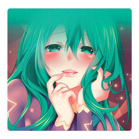 Магнитный плакат 3Х3 с принтом Miku Ahegao в Екатеринбурге, Полимерный материал с магнитным слоем | 9 деталей размером 9*9 см | Тематика изображения на принте: вокалоид | зеленоволосая девушка | мику ахегао | хатсуне мику