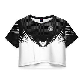 Женская футболка 3D укороченная с принтом Chelsea black 2018 в Екатеринбурге, 100% полиэстер | круглая горловина, длина футболки до линии талии, рукава с отворотами | football | soccer | челси