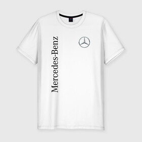 Мужская футболка хлопок Slim с принтом Mercedes-Benz в Екатеринбурге, 92% хлопок, 8% лайкра | приталенный силуэт, круглый вырез ворота, длина до линии бедра, короткий рукав | benz | mercedes | авто | автомобиль | бенз | мерседес