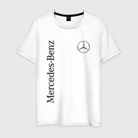 Мужская футболка хлопок с принтом Mercedes-Benz в Екатеринбурге, 100% хлопок | прямой крой, круглый вырез горловины, длина до линии бедер, слегка спущенное плечо. | benz | mercedes | авто | автомобиль | бенз | мерседес