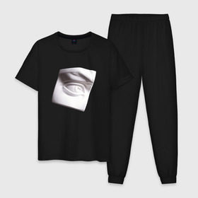 Мужская пижама хлопок с принтом Глаз Давида в Екатеринбурге, 100% хлопок | брюки и футболка прямого кроя, без карманов, на брюках мягкая резинка на поясе и по низу штанин
 | глаз | искусство | скульптура | художник