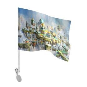 Флаг для автомобиля с принтом Город в небе в Екатеринбурге, 100% полиэстер | Размер: 30*21 см | heroes of might and magic | герои
