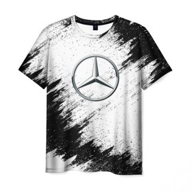 Мужская футболка 3D с принтом Mercedes в Екатеринбурге, 100% полиэфир | прямой крой, круглый вырез горловины, длина до линии бедер | mercedes | мерседес