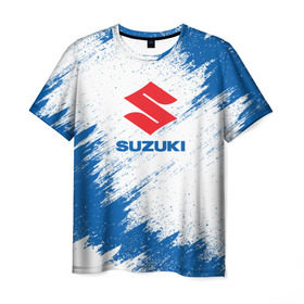 Мужская футболка 3D с принтом Suzuki в Екатеринбурге, 100% полиэфир | прямой крой, круглый вырез горловины, длина до линии бедер | Тематика изображения на принте: auto | car | race | suzuki | авто | гонки | краска | краски | марка | машина | сузуки