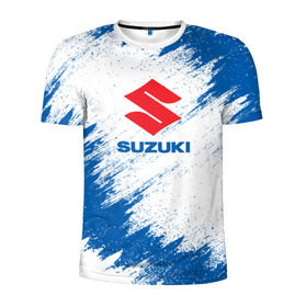 Мужская футболка 3D спортивная с принтом Suzuki в Екатеринбурге, 100% полиэстер с улучшенными характеристиками | приталенный силуэт, круглая горловина, широкие плечи, сужается к линии бедра | auto | car | race | suzuki | авто | гонки | краска | краски | марка | машина | сузуки