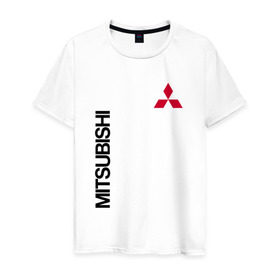 Мужская футболка хлопок с принтом Mitsubishi в Екатеринбурге, 100% хлопок | прямой крой, круглый вырез горловины, длина до линии бедер, слегка спущенное плечо. |  машина | марка | митсубиси