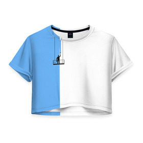Женская футболка 3D укороченная с принтом Маляр в Екатеринбурге, 100% полиэстер | круглая горловина, длина футболки до линии талии, рукава с отворотами | маляр