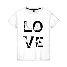 Женская футболка хлопок с принтом Love-models в Екатеринбурге, 100% хлопок | прямой крой, круглый вырез горловины, длина до линии бедер, слегка спущенное плечо | 