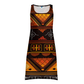 Платье-майка 3D с принтом Aztec ornament в Екатеринбурге, 100% полиэстер | полуприлегающий силуэт, широкие бретели, круглый вырез горловины, удлиненный подол сзади. | aztec | geometry | pattern | symbol | world | ацтек | геометрия | народный | орнамент | символы | узор | этника | этнический