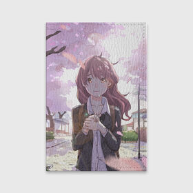 Обложка для паспорта матовая кожа с принтом A Silent Voice в Екатеринбурге, натуральная матовая кожа | размер 19,3 х 13,7 см; прозрачные пластиковые крепления | a silent voice | anime | koe no katachi | shouko nishimiya | shouya ishida | аниме | форма голоса