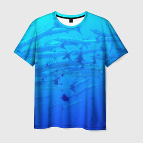 Мужская футболка 3D с принтом Морская фауна в Екатеринбурге, 100% полиэфир | прямой крой, круглый вырез горловины, длина до линии бедер | fish | fishes | pisces | море | морские обитатели | морской | океан | рыбы