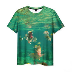 Мужская футболка 3D с принтом abyssal fishes в Екатеринбурге, 100% полиэфир | прямой крой, круглый вырез горловины, длина до линии бедер | Тематика изображения на принте: fish | fishes | pisces | море | морские обитатели | морской | океан | рыбы