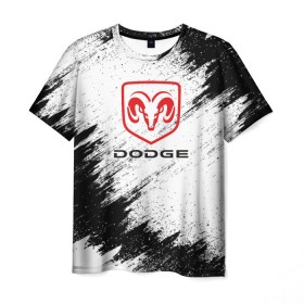 Мужская футболка 3D с принтом DODGE в Екатеринбурге, 100% полиэфир | прямой крой, круглый вырез горловины, длина до линии бедер | car | dodge |  auto | авто | додж | машина